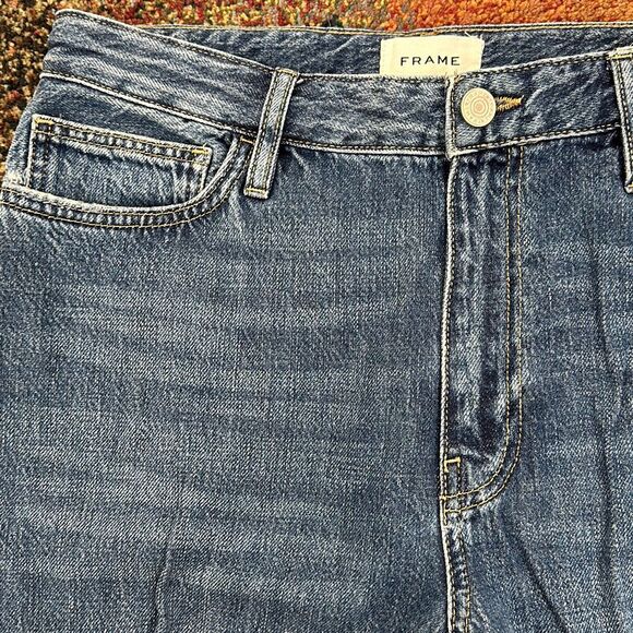 FRAME High-Rise Wide Crop Distressed Jeans Size 31 - Picture 8 of 13